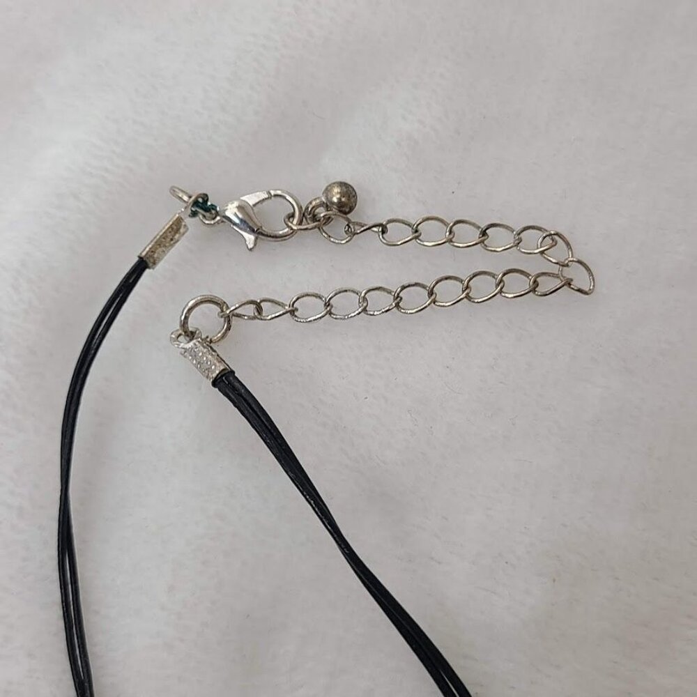 Beaded Black Pendant Statement Necklace  Adjustable Chain Silver-Tone Accents - Picture 4 of 11